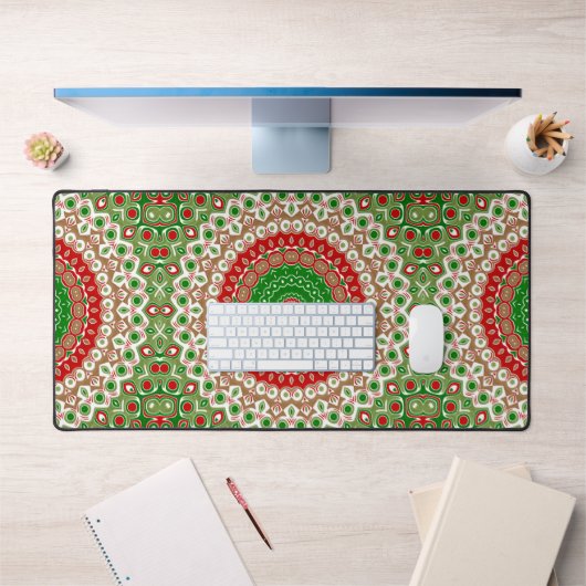 Mandala de Fêtes Classique en Rouge, Vert et Or (Bureau 1)