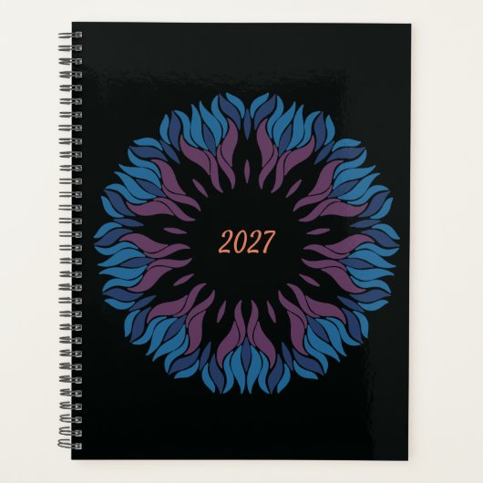 Mandala de fleurs en bleu et mauve (Devant)