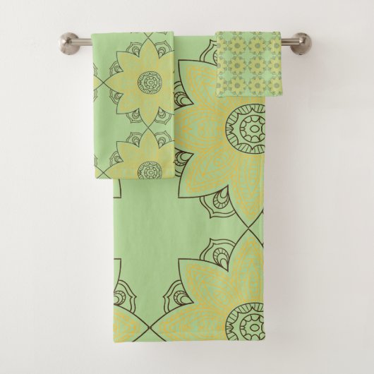 Mandala de fleurs vert et jaune (En situation)