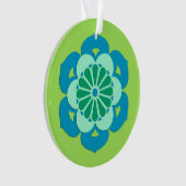 Mandala de la fleur de lotus, vert citron et bleu  (devant)