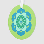 Mandala de la fleur de lotus, vert citron et bleu  (devant)