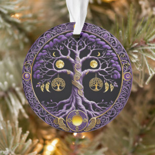 Mandala de l'Arbre de Vie violet et or