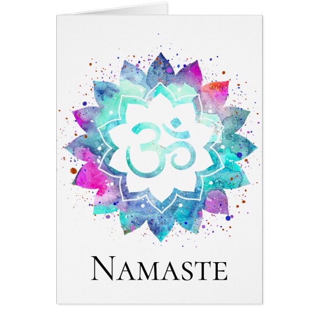 Mandala de Lotus d'aquarelle de symbole d'OM AUM (Devant)