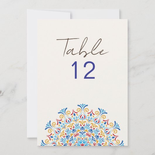 Mandala de mariage numéro de table de la culture f (Devant)