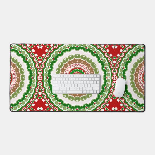 Mandala de Noël en or rouge, vert et chaud (Clavier et souris)