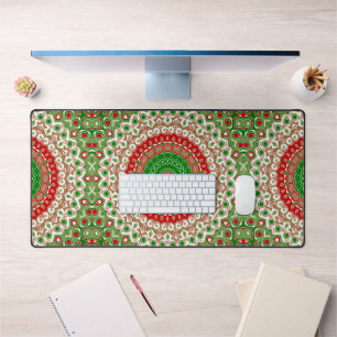 Mandala de vacances classique en rouge, vert et or