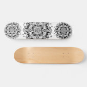 "Mandala" Design de skateboard noir et blanc (Horz)