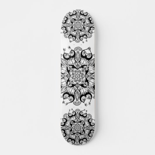 "Mandala" Design de skateboard noir et blanc (Devant)