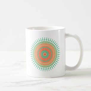 Mandala design groen, oranje Indiaans Koffiemok