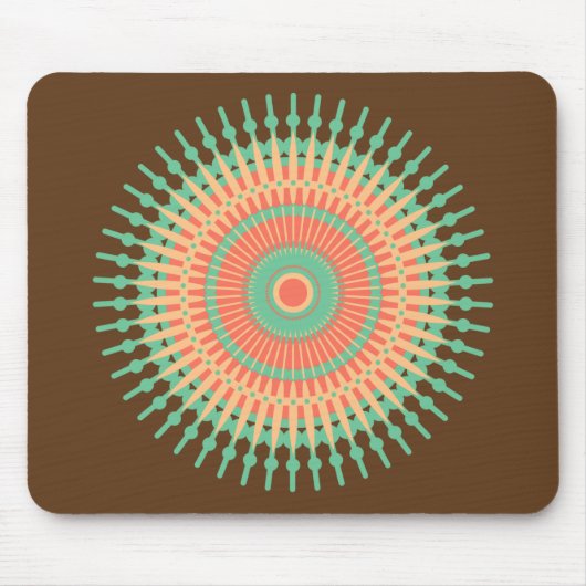 Mandala design groen, oranje Indiaans Muismat (Voorkant)