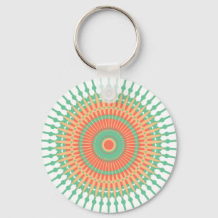Mandala design groen, oranje Indiaans Sleutelhanger