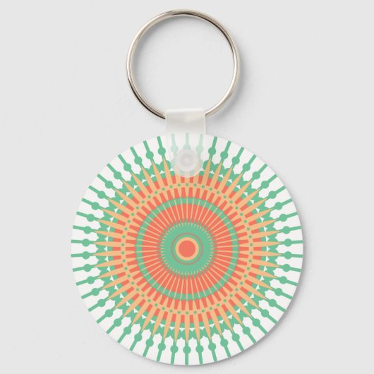 Mandala design groen, oranje Indiaans Sleutelhanger (Voorkant)