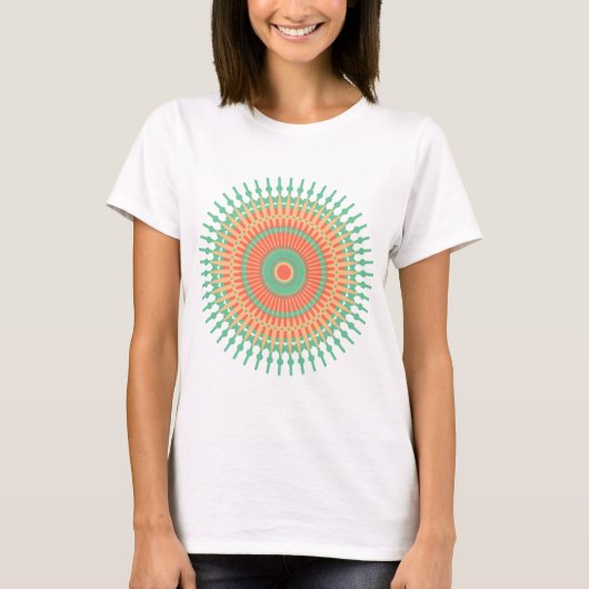 Mandala design groen, oranje Indiaans T-shirt (Voorkant)