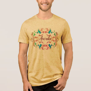 Mandala Design in Aqua Coral Light Green Tri-Blend Shirt