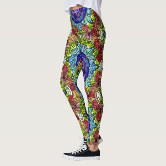 Mandala Design in levendige juwelentonen Leggings (Links)