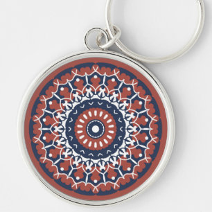 Mandala Design in rode en blauwe kleuren sleutelha Sleutelhanger