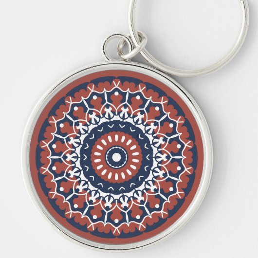 Mandala Design in rode en blauwe kleuren sleutelha Sleutelhanger (Voorkant)