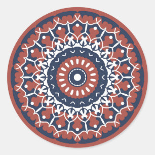 Mandala Design in rode en blauwe kleuren sticker
