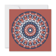 Mandala Design in rode en blauwe kleuren uitnodigi