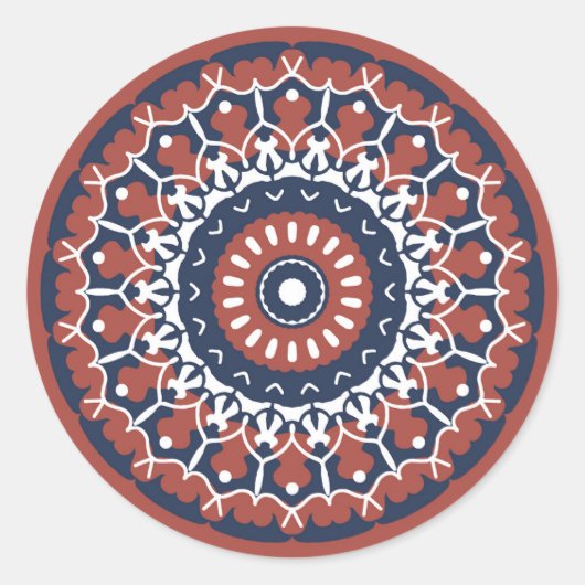 Mandala Design klassieke ronde sticker (Voorkant)