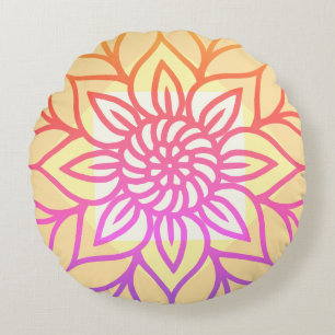 Mandala Design Lichte kleur Rond Kussen
