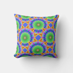 Mandala Design, Neon Kaleidoscoop Kussen
