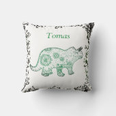 Mandala Dinosaur Art, Jouw naam Throw Cushion Kussen (Achterkant)