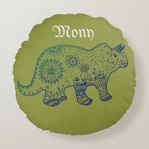 Mandala Dinosaur Art Round-kussen Rond Kussen