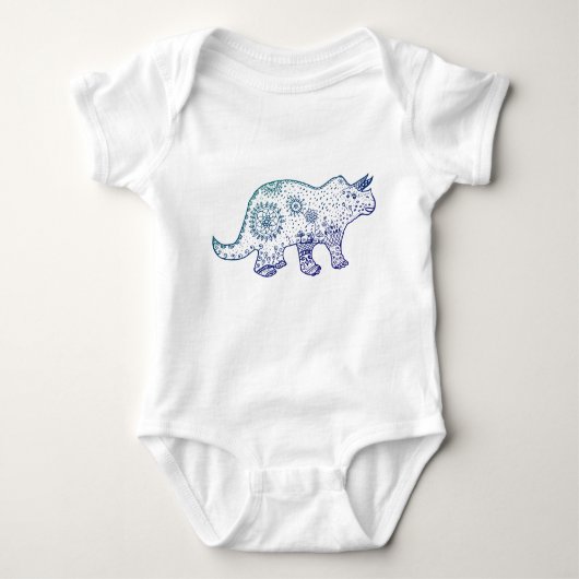 Mandala Dinosaur Drawing Baby Bodysuit (Voorkant)