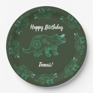 Mandala Dinosaurus, jongen Verjaardagsfeestje Papi Papieren Bordje
