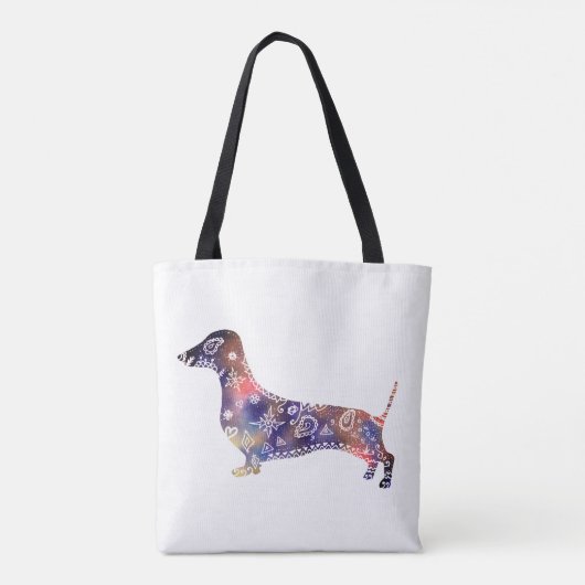 Mandala Dog, Dachshund All-Over-Print Canvas tas (Achterkant)
