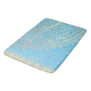Mandala doorsturen met Gold Stars op Turquoise Badmat