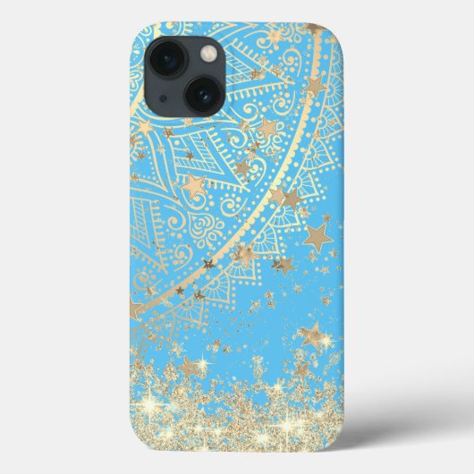 Mandala doorsturen met Gold Stars op Turquoise Case-Mate iPhone Case (Achterkant)