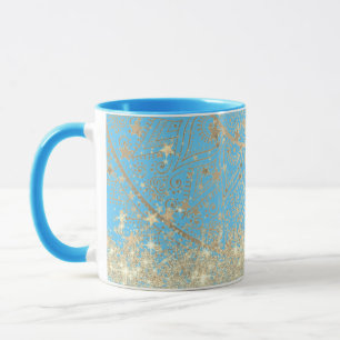Mandala doorsturen met Gold Stars op Turquoise Mok