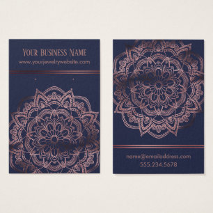 Mandala d'or rose sur la Marine Eear Display Cards