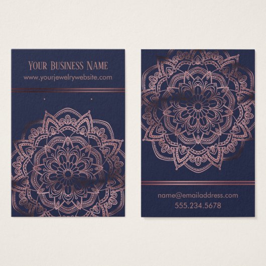 Mandala d'or rose sur la Marine Eear Display Cards (Devant & derrière)