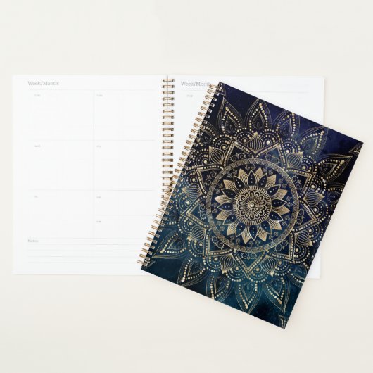 Mandala doré élégant Galaxie bleue (Devant avec enveloppe)