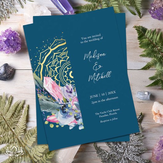 Mandala doré Invitation de mariage à la main Crist