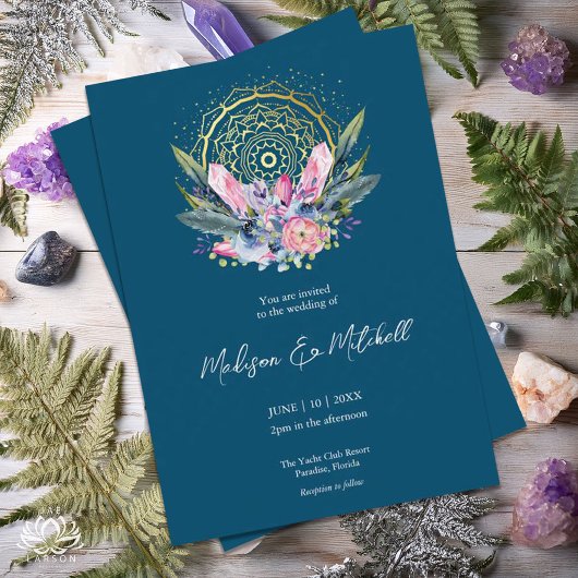 Mandala doré Invitation de mariage à la main Crist