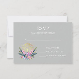Mandala doré Invitation de mariage cristal rose Bo