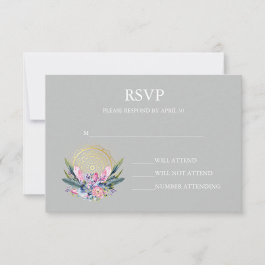 Mandala doré Invitation de mariage cristal rose Bo (Devant)