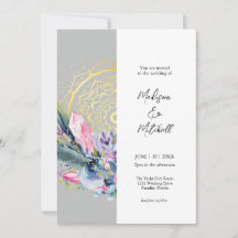 Mandala doré Invitation de mariage cristal rose Bo