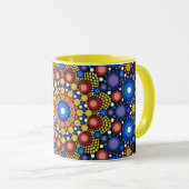 Mandala Dot Fractal Hippie Trippie Dog Mug (Devant droit)