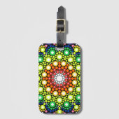 Mandala Dot Fractal Retro Hippie Trippy Stippen Bagagelabel (Voorkant (verticaal))