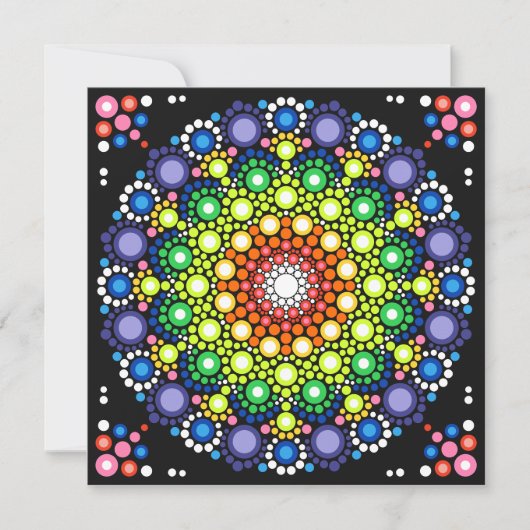 Mandala Dot Fractal Retro Hippie Trippy Stippen Kaart (Voorkant)