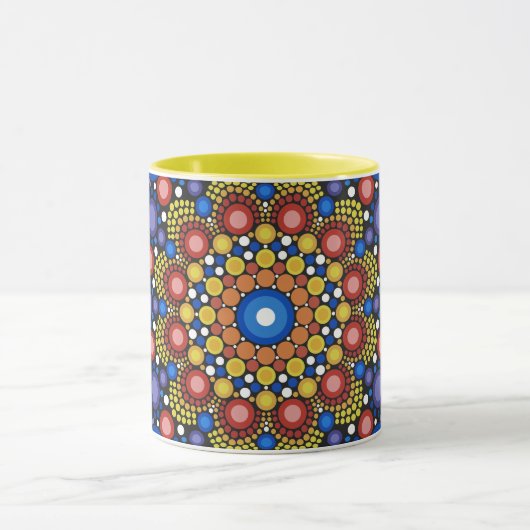 Mandala Dot Fractal Retro Hippie Trippy Stippen Mo Mok (Midden)