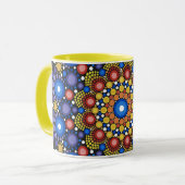 Mandala Dot Fractal Retro Hippie Trippy Stippen Mo Mok (Voorkant links)