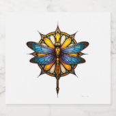 Mandala Dragonfly Luminous Sacred Geometry Spiritu Sparkling Wijnetiket (Enkel label)