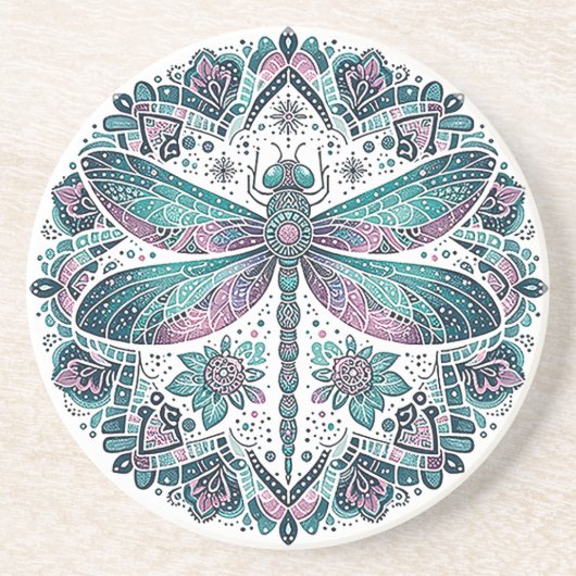 Mandala Dragonfly Sandstone Onderzetter (Voorkant)
