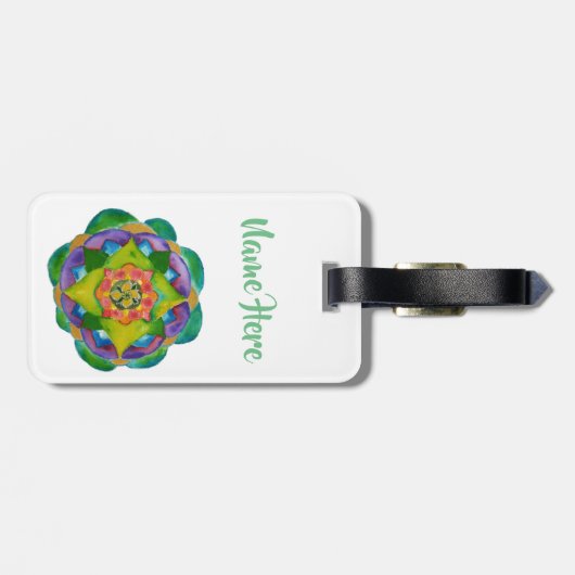 Mandala Drawing Hand Painted Custom Luggae Labels (Achterkant horizontaal)